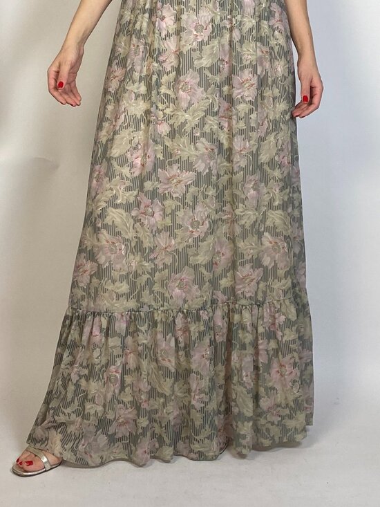 Vintage 1970s DREAMY Striped FLORAL Gown -- Small - Picture 10 of 10